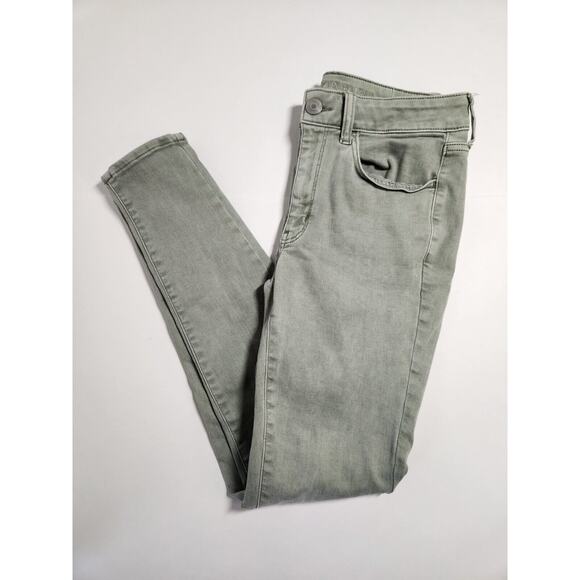 Sz 6 Green American Eagle Hi Rise Jeggings Skinny Jeans Womens Size Six AEO - Picture 1 of 8